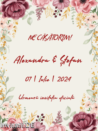 Save the date, anunt casatorie, flori