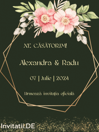 Save the date, anunt casatorie, animata, verde, gold, luxury